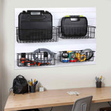 Hicarer 4 Pcs Slatwall Baskets, Large Size Metal Mounted Ventilated Slatwall Baskets Slatwall Panel Hanging Wire Basket Slatwall Accessories for Hicarer