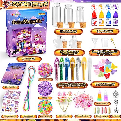 CGBOOM Potion Making Kit for Kids, Fairy Potions Crafts Kit for Girls, Creative Gift & Magic Potions Toys with 18 Bottles Mixen Magic Experiments for