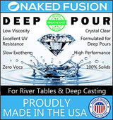 NAKED FUSION Epoxy Resin Crystal Clear-Deep Pour 2 Inch - Original Formula -Art Epoxy Casting Resin-3 Gallon Kit-for River Tables, Deep Resin Molds NAKED FUSION