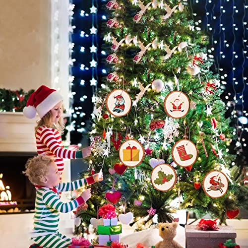 Natural Wood Slices 32 Pcs 2.4-2.8 Inches Unfinished Predrilled Blank Craft Wood Kit with Pre-drilled Hole Wooden Circles for Crafts Christmas MSDADA