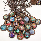 ToBeIT 36pcs Bezel Pendant Trays round wooden and Glass Cabochon Round Clear Dome for DIY Crafting Photo Jewelry Making ToBeIT