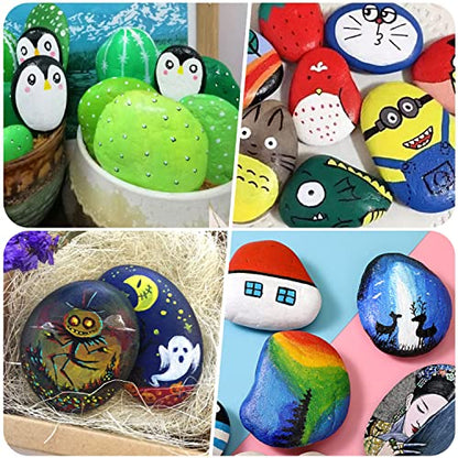 River Rocks for Painting 12 Pcs Large 3.5-5 Inch Flat Smooth Painting Stones Craft Rock to Paint for Kids Crafts Painting Bulk - WoodArtSupply