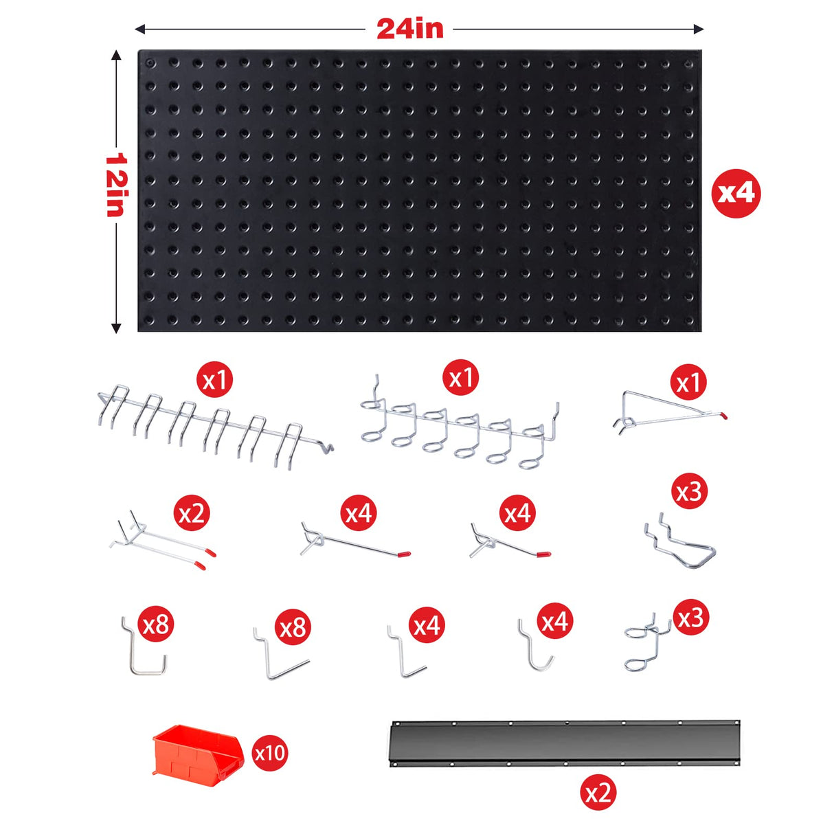 Ultrawall Pegboard Wall Organizer, Black Metal Pegboard Panels, Garage Storage System with Hooks and Storage Bins Ultrawall
