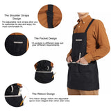FreeNFond Adjustable Artist Apron with Pockets for Women Men Canvas Painting Aprons for Arts Gardening Utility or Work FreeNFond