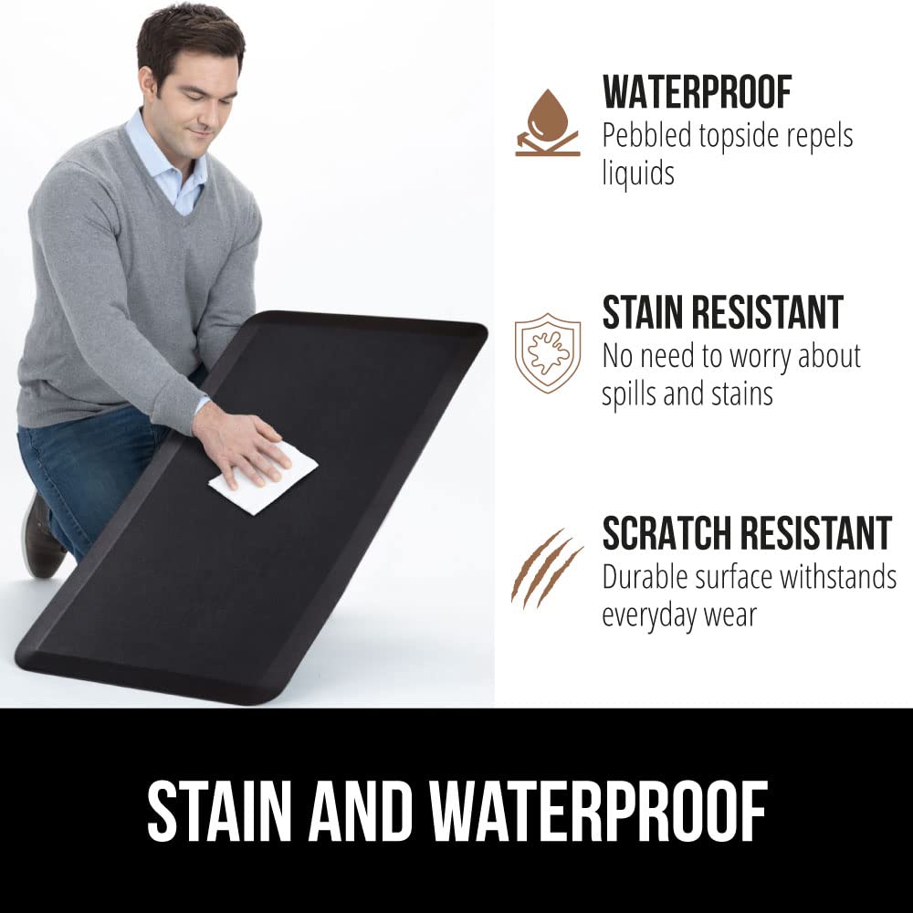 Gorilla Grip Anti Fatigue Cushioned Kitchen Floor Mats, Thick Ergonomic Standing Office Desk Mat, Waterproof Scratch Resistant Pebbled Topside, - WoodArtSupply