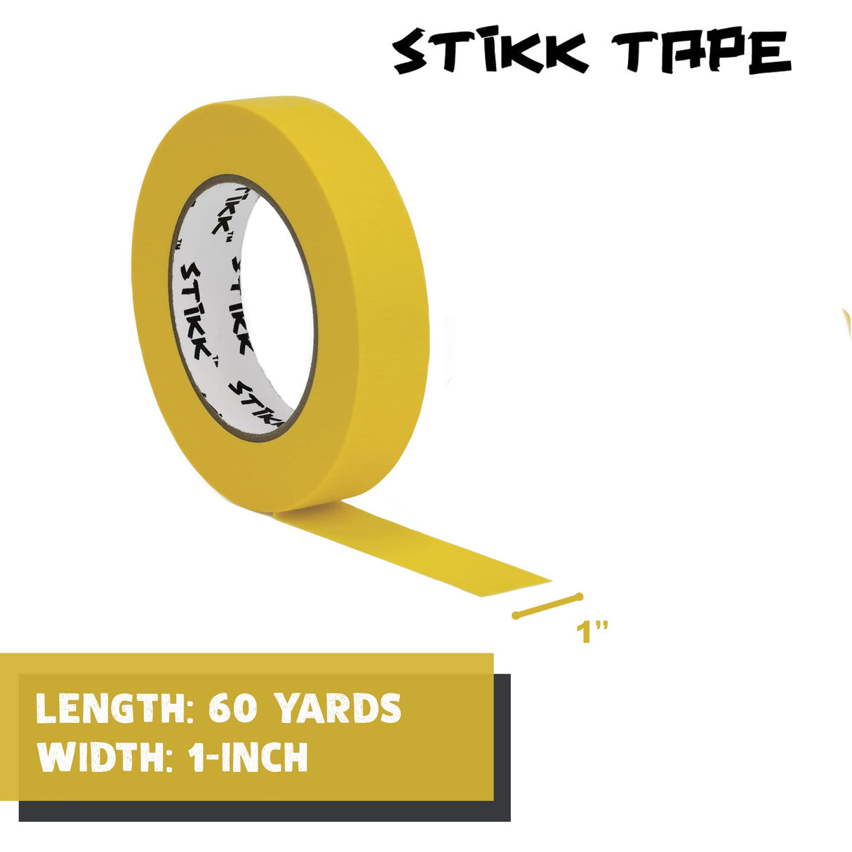 STIKK Painters Tape - 3pk Yellow Painter Tape - 1 inch x 60 Yards - Paint Tape for Painting, Edges, Trim, Ceilings - Masking Tape for DIY Paint STIKK
