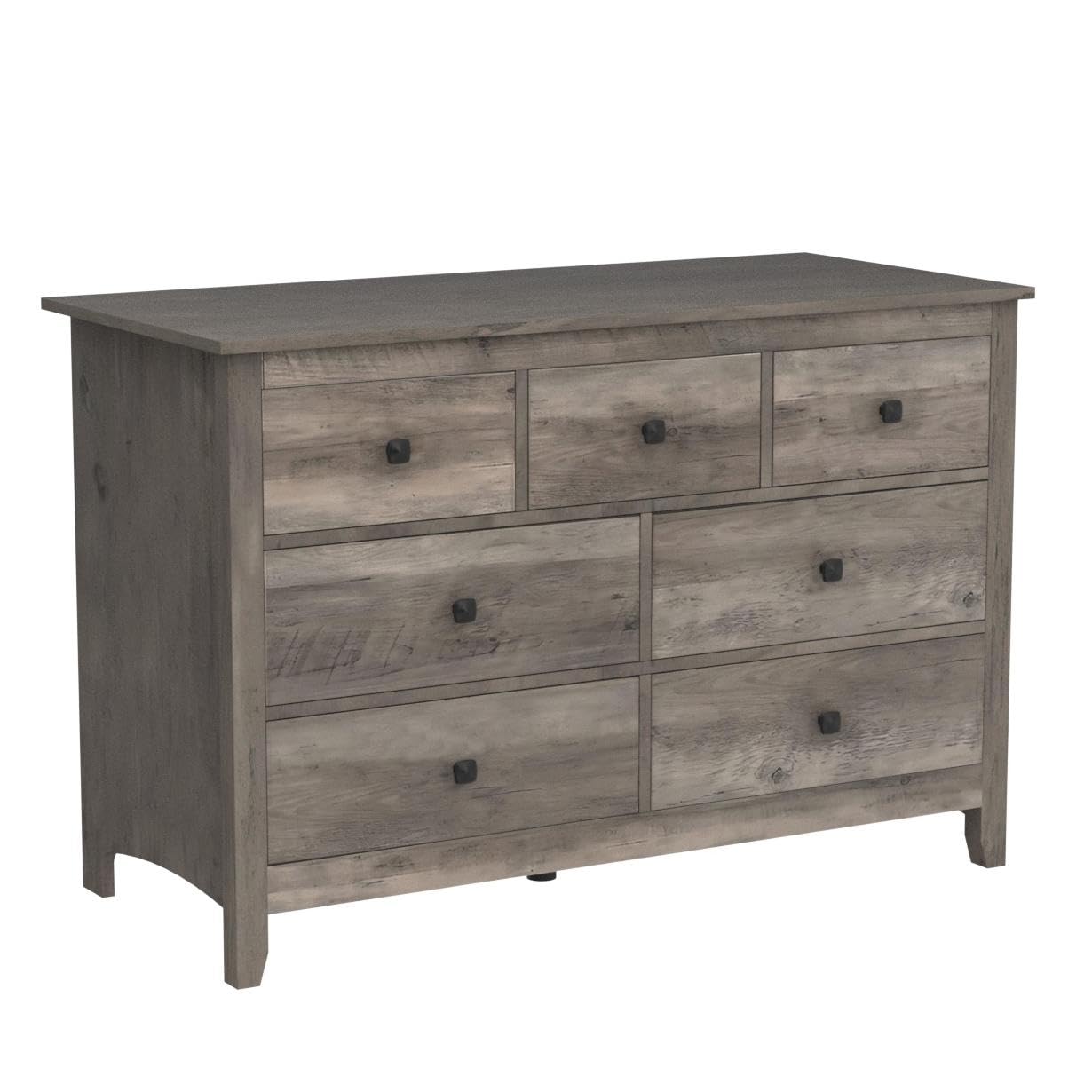 Vikiullf 7 Drawer Dresser - Wooden Bedroom Dresser, Gray Storage Drawers Cabinet for Bedroom, Living Room, Farmhouse Dresser Organizer - WoodArtSupply