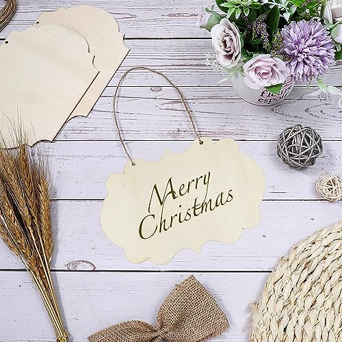 16 Pieces Wood Crafts Blanks Unfinished Hanging Wood Sign Blank Wood Boards Wood Ornaments Plaques Door Knob Signs for DIY Craft, Home Hotel Office Xonzmmk