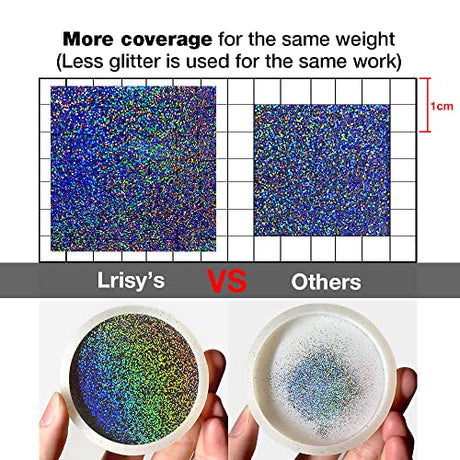 Lrisy Holographic Extra Fine Glitter Powder with Shaker Lid, Craft Glitter Sequins for Epoxy Resin, Slime,Tumblers,Nail&Painting Arts 140g/4.5oz Lrisy's