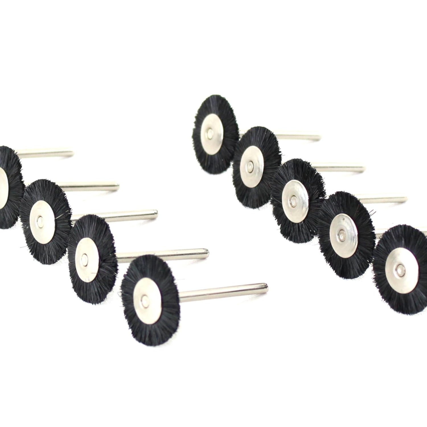 TEMO 10 pc Nylon Plastic Bristle 3/4 Inch Flat Wire Brush #403 1/8 Inch Shank for Dremel Rotary Tools - WoodArtSupply