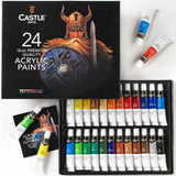 Castle Art Supplies 24 x 12ml Acrylic Paint Set | Value Beginner Set for Starters or Adult Artists | Quality Intense Colors | Smooth to Use on Range Castle Art Supplies