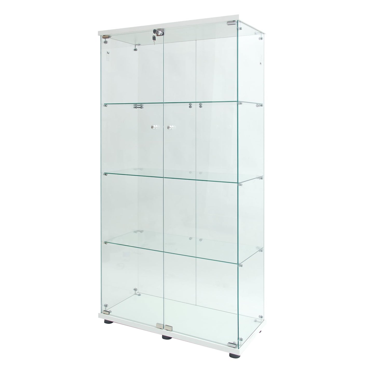 Zipzop Modern 64.5'' Glass Display Cabinet in Clear with Lock and Lights, Lighted Curio Cabinet Collection Display Case, Floor Standing Showcase for