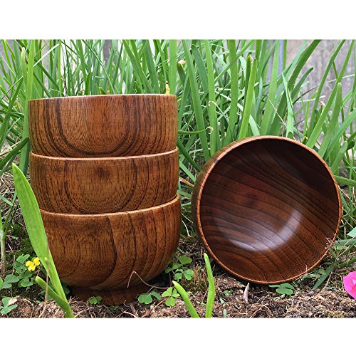 Cospring Handmade Wood Bowl, Mug, for Rice, Soup, Dip, Coffee, Tea, Decoration (4PCS Jujube Bowls, M: 4.5'' Dia x 2.6'' High) - WoodArtSupply