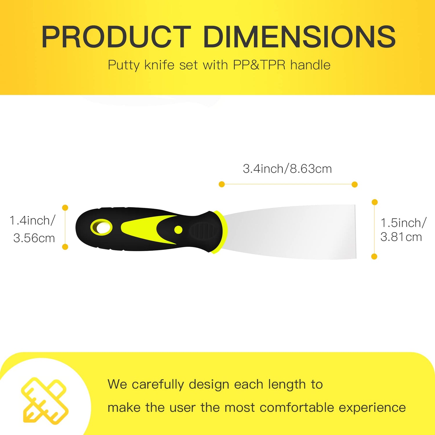Putty Knife Scrapers, 1.5 Inch Spackle Knife, Metal Scraper Tool for Drywall Finishing, Plaster Scraping, Decals, and Wallpaper DEKEones