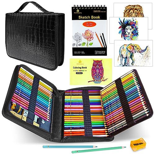 CZMSECAI Colored Pencils for Adult Coloring – 72 Soft Core Coloring Pencils Set with Eraser Sharpener Sketchbook, Colored Pencils for Adults Artists - WoodArtSupply