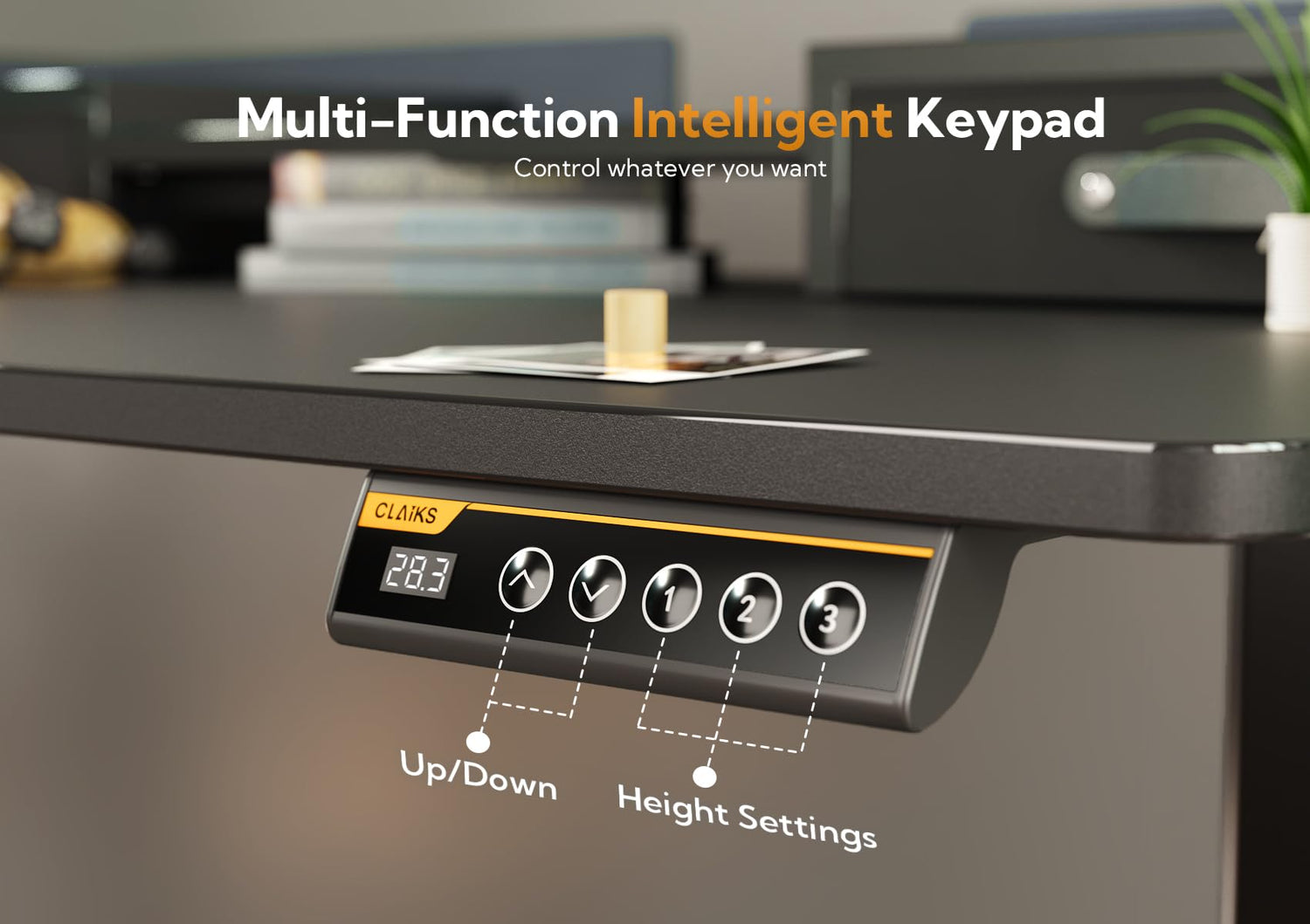 Claiks Standing Desk with Drawers, Stand Up Electric Standing Desk Adjustable Height, Sit Stand Desk with Storage Shelf and Splice Board, 55 Inch, Claiks