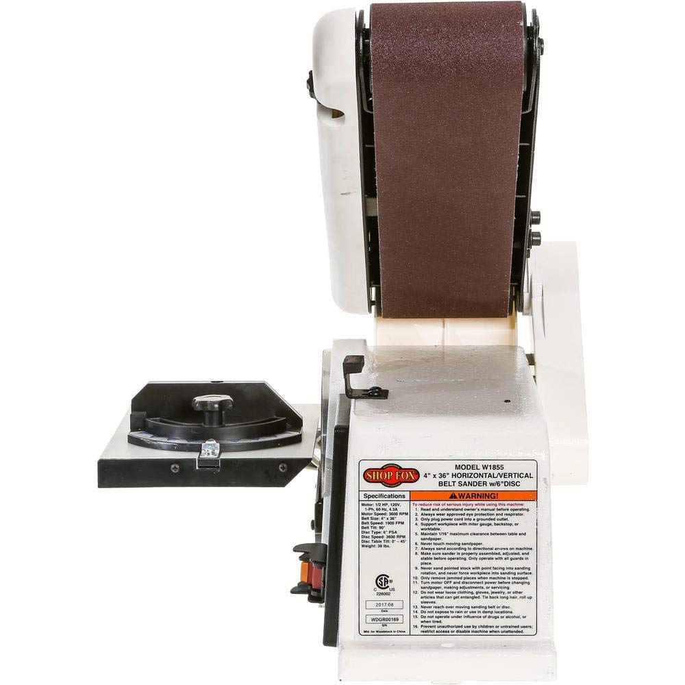 Shop Fox W1855 Horizontal/Vertical Belt Sander With 6" Disc Shop Fox
