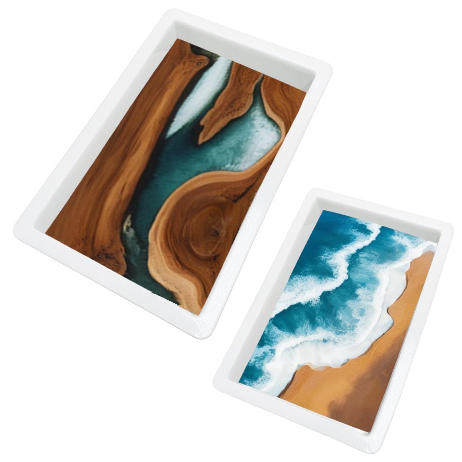 2Pcs Extra Large Reusable Epoxy Resin Table Mold 19x11x3 inch 15.7x9.8x3 inch Rectangles Epoxy Resin Molds for River Table, Coffee Side Table, ModWgGuo