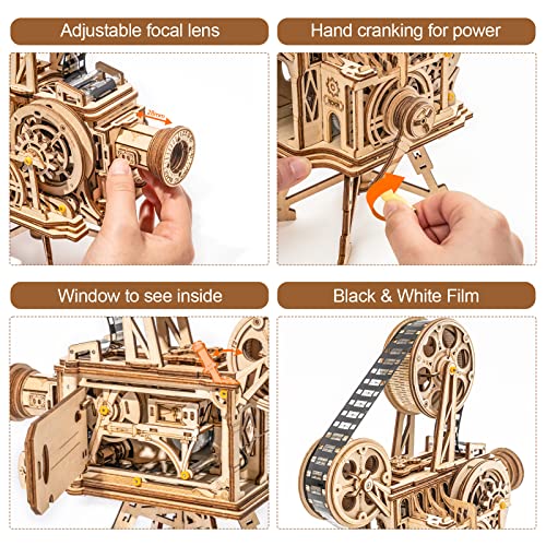 ROKR 3D Wooden Puzzles for Adults- 183pcs Mechanical Model Wooden Craft for Adults Movie Projector Gift for Adults &Teens (Vitascope) ROKR