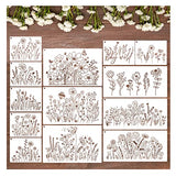 13 Pieces Wildflower Stencils Flower Stencils for Painting Wood, Reusable Spring Floral Field Plants Wild Flower Stencils for Crafts Wall Canvas Huahui