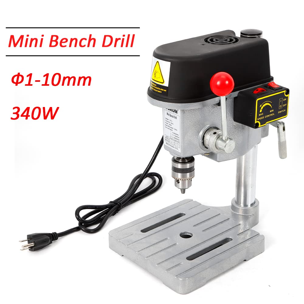 Mini Bench Drill, Portable Drill Press Stand 0-12000rpm 3-Speed Adjustable Benchtop Electric Machine for DIY Furniture Drilling Wood,Plastic - WoodArtSupply