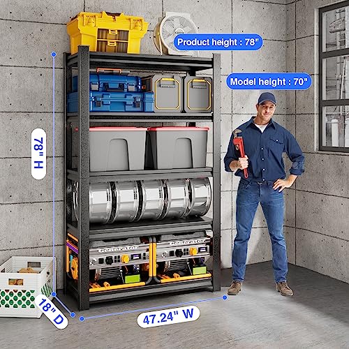 SFTORMAS 18" D X 47.24" W X 78" H Garage Shelving,5-Tier Adjustable Heavy Duty Garage Storage Shelves,for Garage Kitchen Office Warehouse Basement SFTORMAS