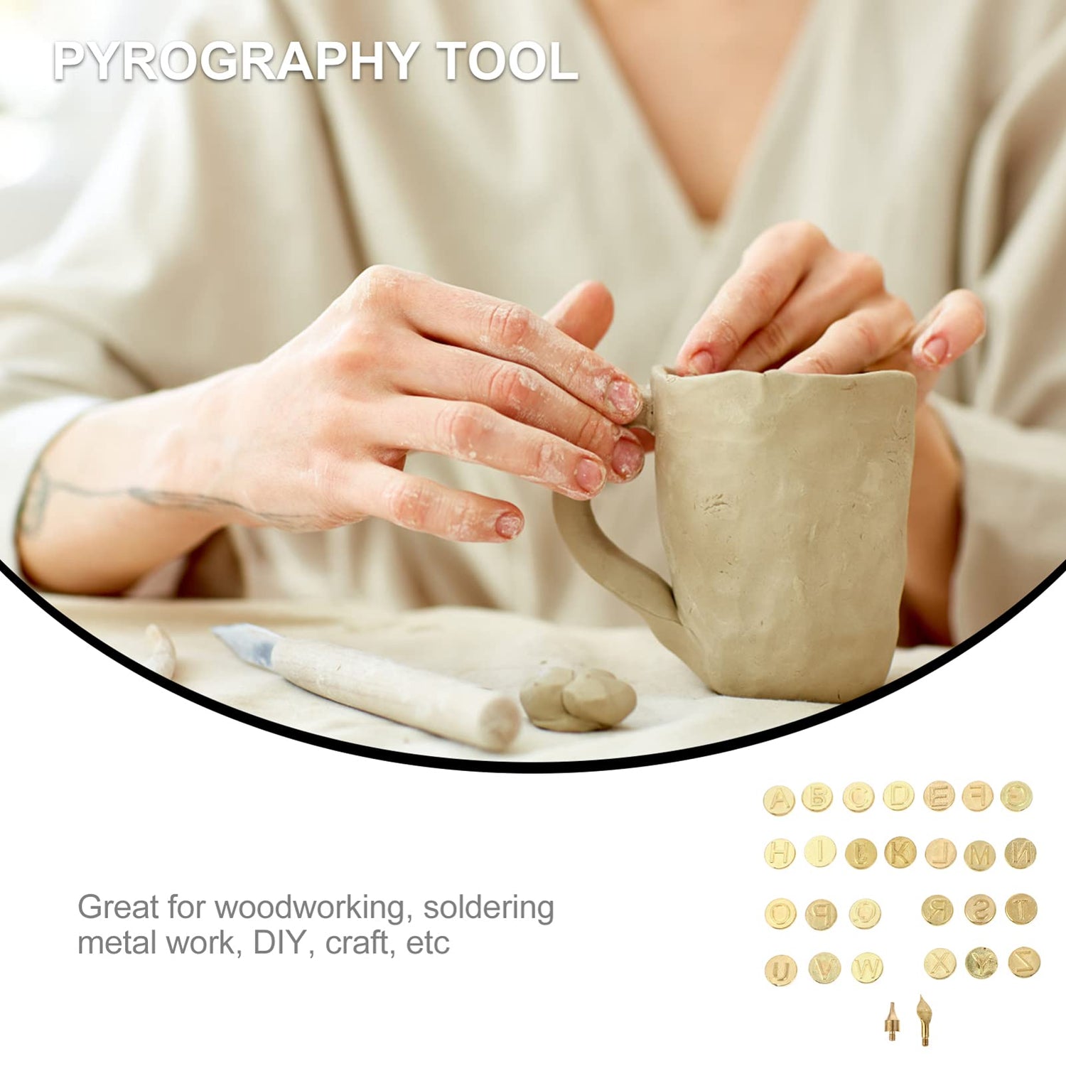 Versatile 28-Piece Copper Letter Soldering Iron Set for Wood and Leather Branding Healifty