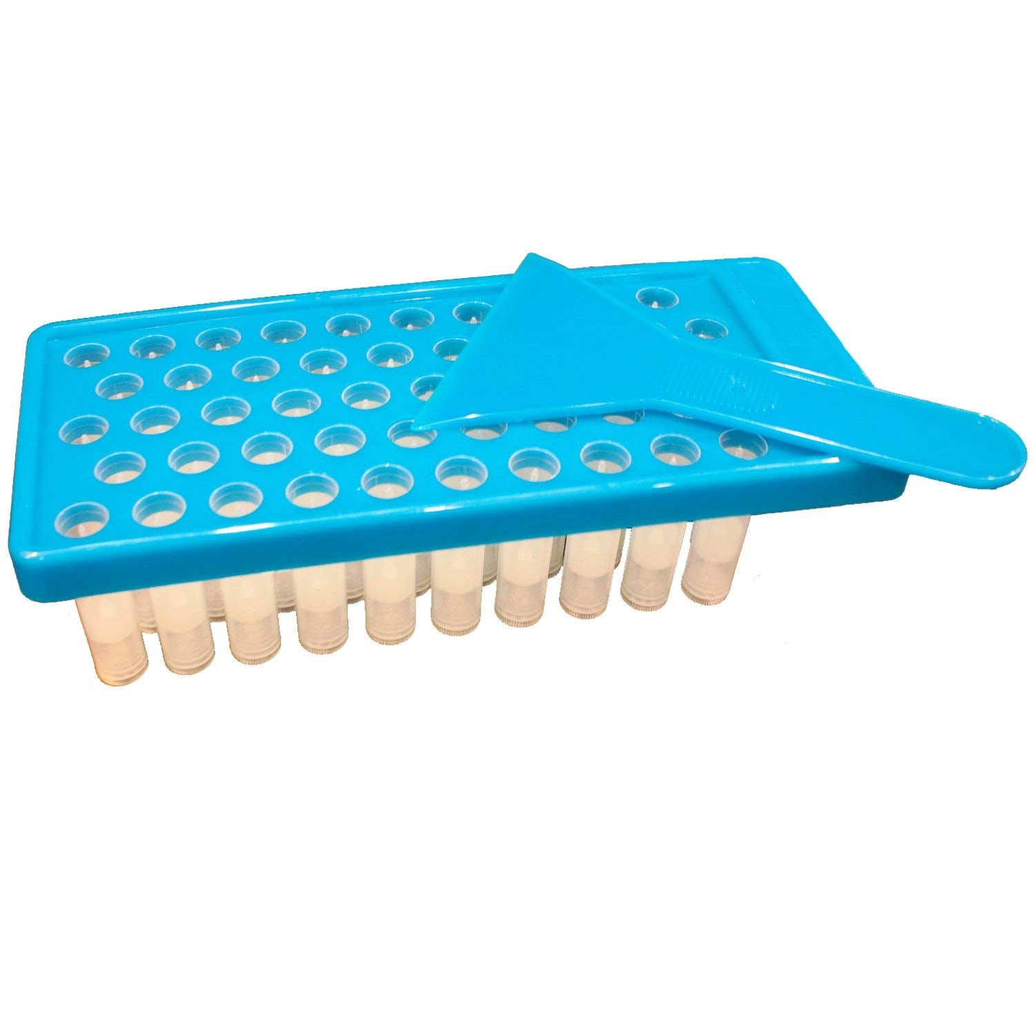 Lip Balm Container Tray Kit with Fill Tray and Spatula, BPA Free, Made in the USA, Includes 50 Clear Containers with Caps (0.15 oz each) by Mary Mary Tylor Naturals