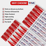 TFIVE Red Paint Pens Markers - 12 Pack Oil Based Permanent Marker, Medium Tip, Never Fade, Quick Dry, Waterproof Paint Pen for Rocks Painting, Wood, TFIVE
