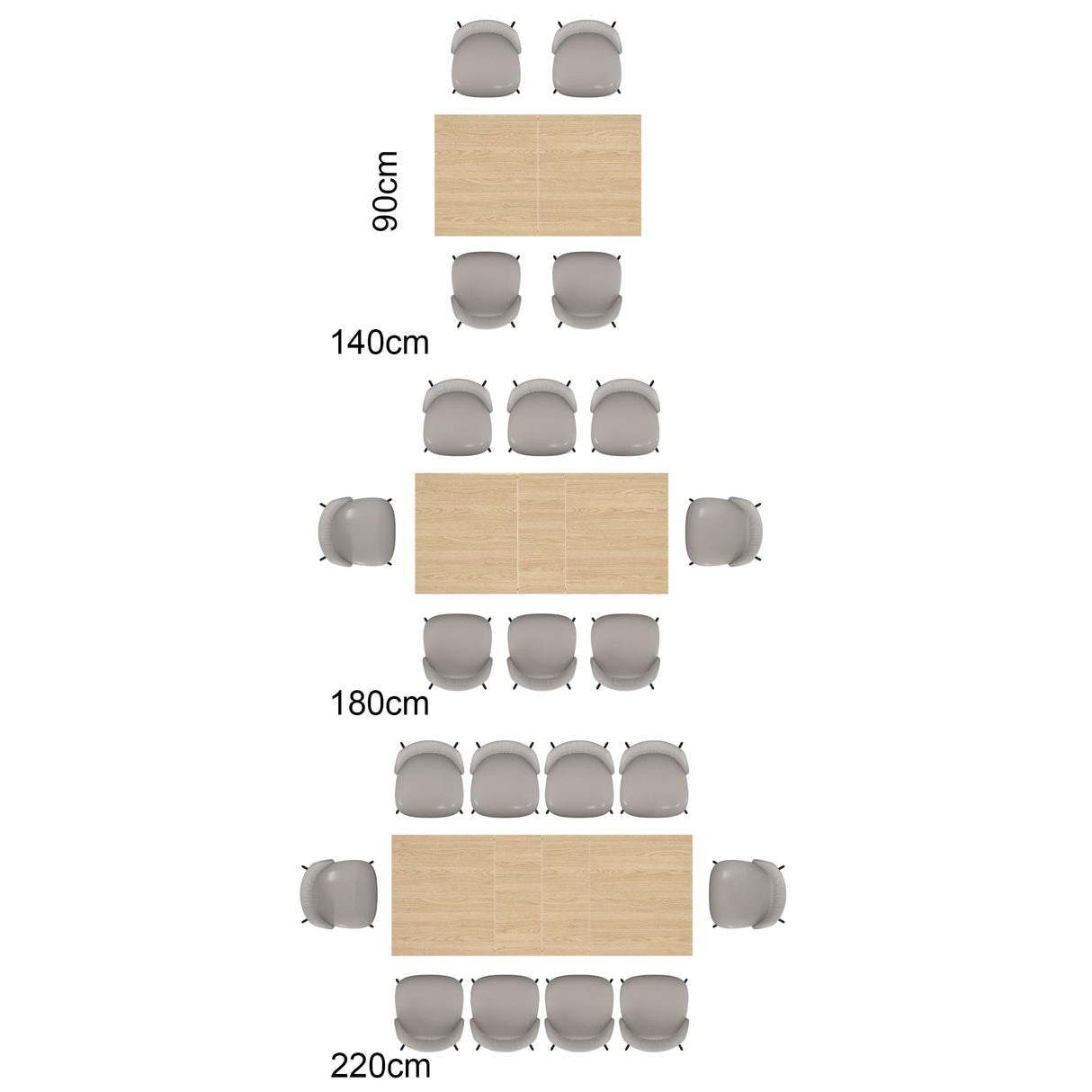 Fingertip WD Extendable Dining Table for 6-10 Person, Wooden Dining Room Table, Modern Extendable Table for Gatherings, Meeting for Small Kitchens, Fingertip WD