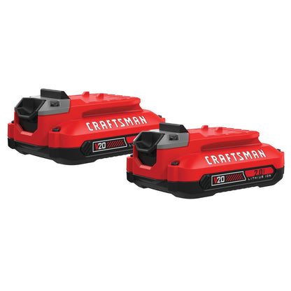 Craftsman V20 Lithium Ion Battery, 2.0-Amp Hour, 2 Pack (CMCB202-2) - WoodArtSupply