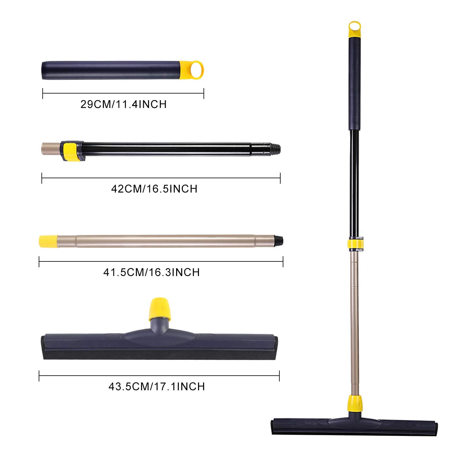 Yocada Floor Squeegee Scrubber Adjustable Telescopic Pole Heavy Duty Household Broom EVA Foam Blade for Garage Courtyard Shower Bathroom Floor Marble Yocada