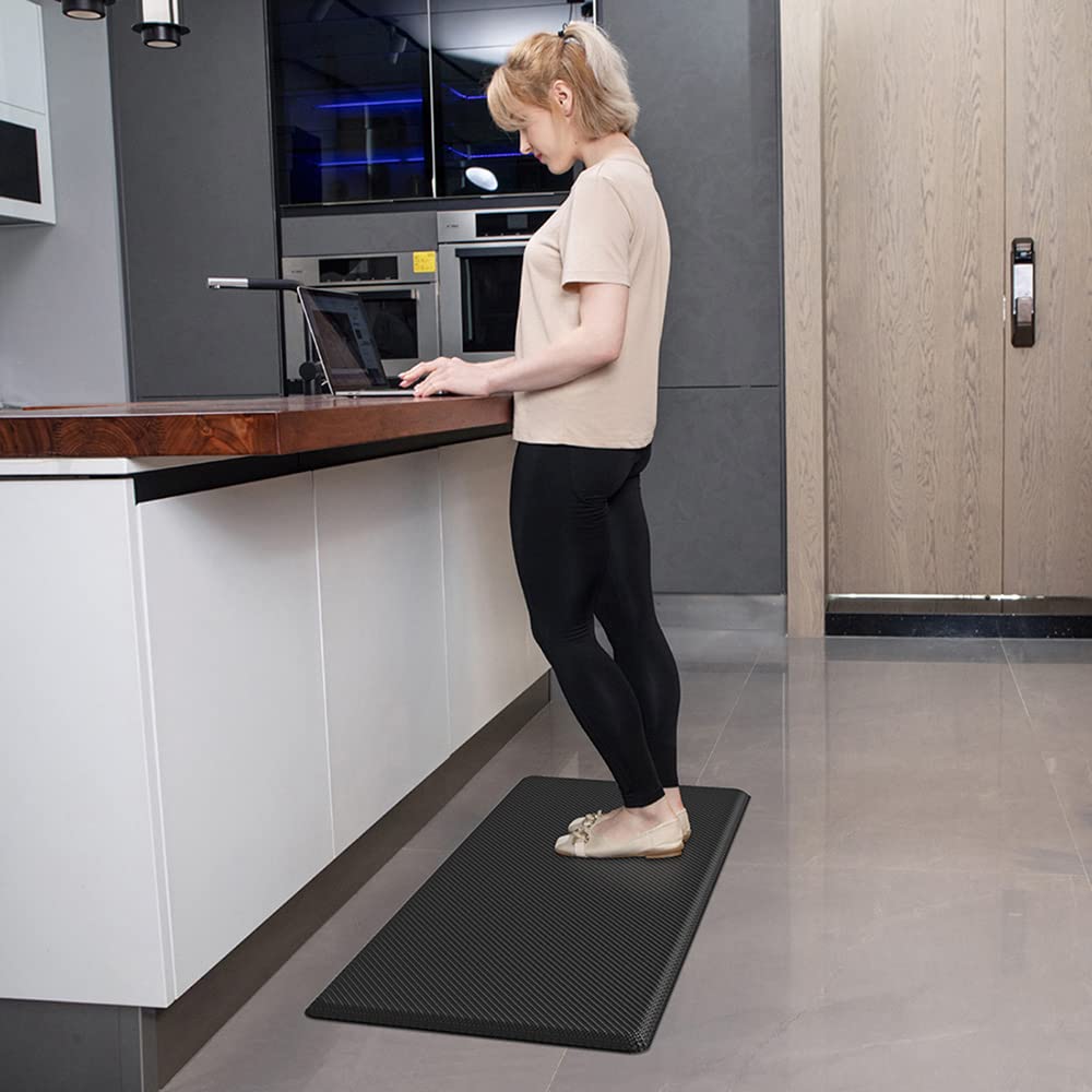 DEXI Anti Fatigue Kitchen Mat, 3/4 Inch Thick, Stain Resistant, Padded Cushioned Floor Comfort Mat for Home, Garage and Office Standing Desk, DEXI