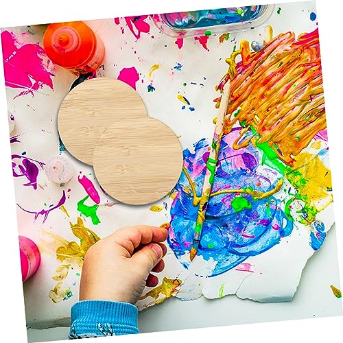 Tofficu 10pcs Round Bamboo Practical Unfinished Circle Bamboo Slices Durable Unfinished Circle Unfinished Bamboo Chips Unfinished Round Chips Tofficu