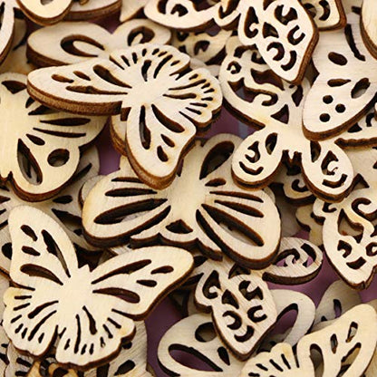 MILISTEN 50pcs Unfinished Wood Crafts Slices Wood Butterfly Shape Craft Wood Embellishments Wooden Butterfly for Crafts Wooden Wedding Cutouts Wood - WoodArtSupply