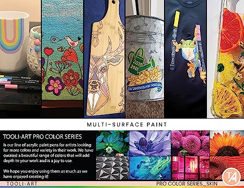 TOOLI-ART 22 Acrylic Paint Markers Paint Pens Pro Color Series Set 3mm Medium Tip for Rock Painting, Glass, Mugs, Wood, Metal, Glass Paint, Canvas, TOOLI-ART
