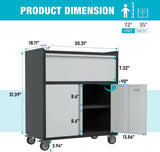 Waqiv Rolling Garage Storage Cabinet with Door and Drawer, Lockable Metal Tool Cabinet on Wheels for Garage, Home, Office, Black & Gray, Assembly Waqiv