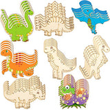 Dinosaur Unfinished Wood Cutouts Dinosaur Wooden Paint Crafts for Kids Home Decoration Ornament Christmas DIY Craft Art Project, 8 Styles (64 Pieces) Jetec