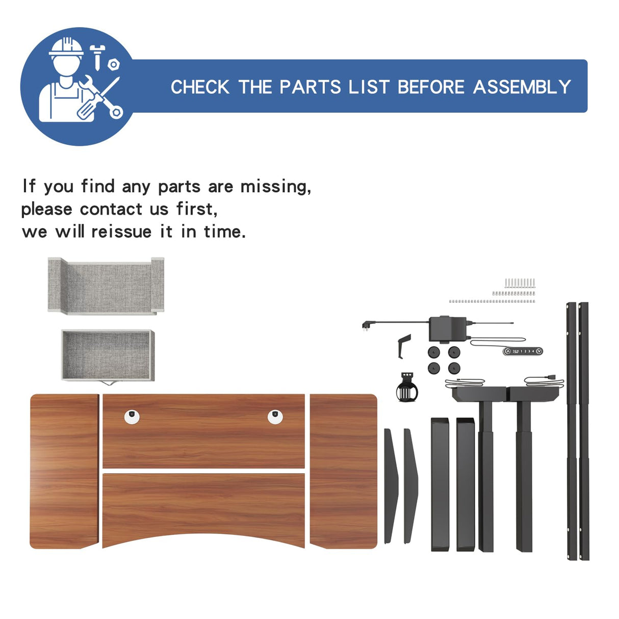 bilbil 63x30 Inches Dual Motor Electric Standing Desk with Drawer, Height Adjustable Sit Stand Up Desk with 4 Splice Boards, Home Office Desk bilbil