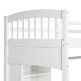 Merax Twin Loft Bed with Desk and Shelves - Solid Wood Frame in Gray Merax