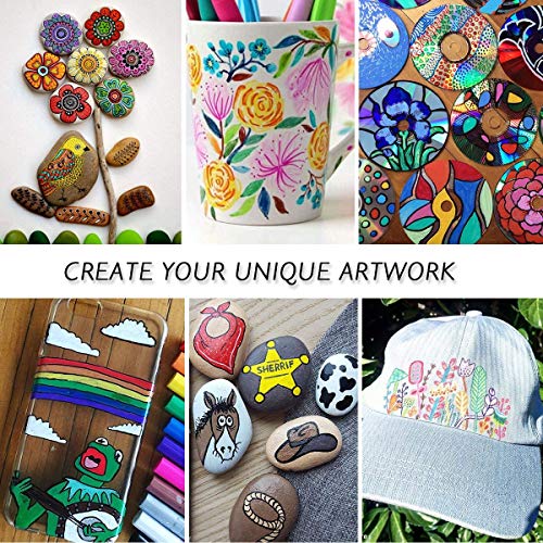 35 Premium Acrylic Paint Marker Pens, Double Pack of Both Extra Fine and Medium Tip, for Rock Painting, Mug, Ceramic, Glass, Wood, Fabric, Canvas, NAWOD