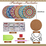 Temlum 6 Pcs Diamond Painting Coasters with Holder, Mandala Diamond Art Coasters Kits for Beginners, Adults, Kids Small Diamond Painting Kit Art Temlum
