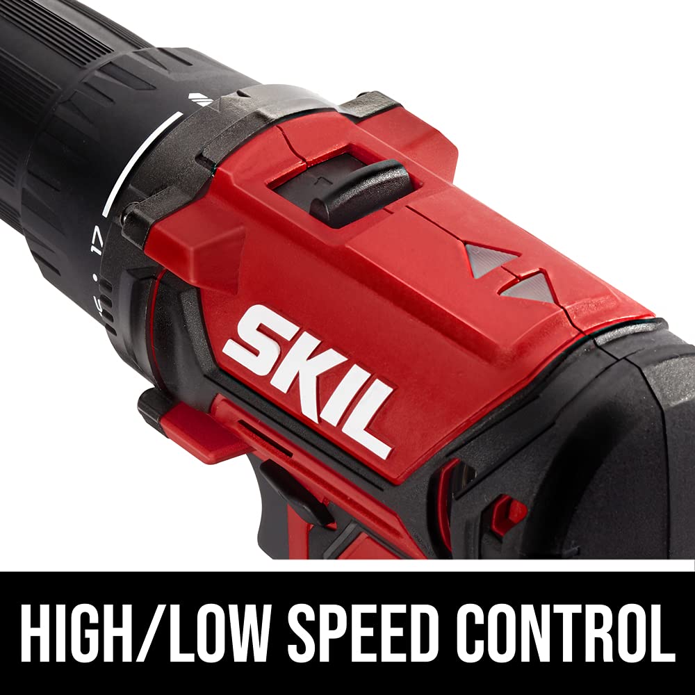 SKIL 20V 1/2 Inch Cordless Drill Driver Includes 2.0Ah PWR CORE 20 Lithium Battery and Charger - DL527502 Skil