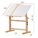 MEEDEN White Board Drafting Table and Stool Set, Height Adjustable Artist Stool and Craft Table, Tiltable Tabletop of Drawing Desk, Wooden Stool, MEEDEN