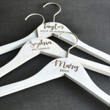 Clibeslty Personalized Bride Hanger,Engraved Bridesmaid Hanger,Name Engraved Wood Hanger Bridal Party Wedding Gifts(White) Clibeslty