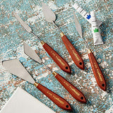 KINGART Stainless Steel Artists Palette Knife Set, Painting Mixing Scraper, Set of 5 Unique Shapes KINGART