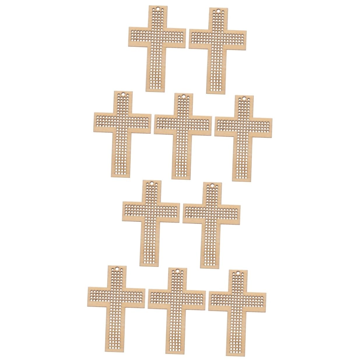 COHEALI 10 Pcs Cross Stitch Wood Pieces Necklace Kit Natural Wood Slices Pendant Necklace Locket Small Embroidery Hoops DIY Cross Stitch Chip COHEALI