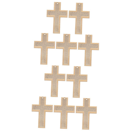 COHEALI 10 Pcs Cross Stitch Wood Pieces Necklace Kit Natural Wood Slices Pendant Necklace Locket Small Embroidery Hoops DIY Cross Stitch Chip COHEALI