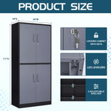 MIIIKO Metal Garage Storage Cabinet with 4 Doors, Locking Steel Locker Cabinet with Doors and Shelves, for Home, Garage, Pantry, Office and Workshop MIIIKO