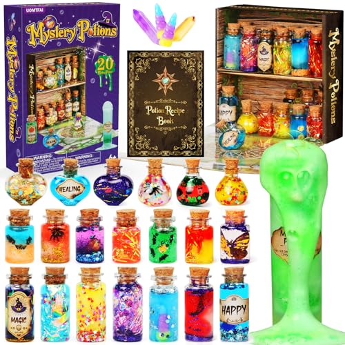 UOMTFAI Mystery Potion Craft Kit for Kids, Mix 20 Magic Wizard Potion, Creative Christmas Decorations Birthday Gifts Toys for Boys and Girls Age 6 7